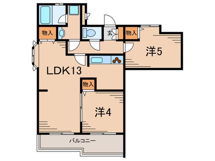 鷺沼ドルチェヴィータ(2LDK/2階)の間取り写真