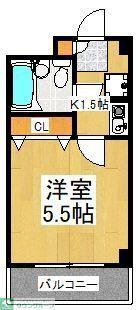 リバーサイドKUJI(1K/2階)の間取り写真
