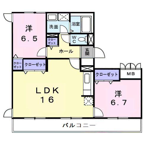 グランジュールKOEI(2LDK/1階)の間取り写真