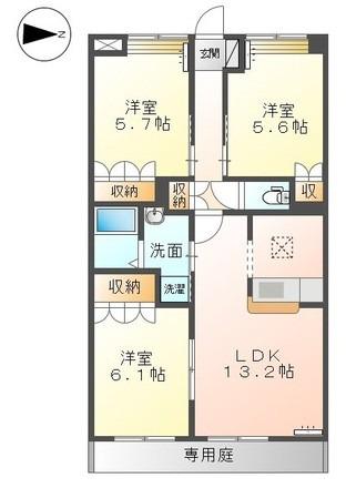 メルヴェイユ(3LDK/1階)の間取り写真