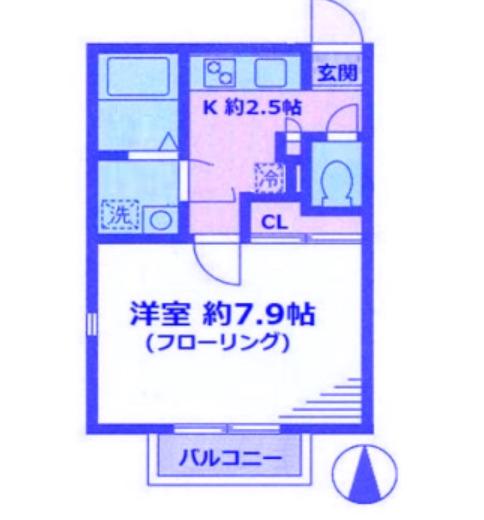 LACASA MIA(1K/2階)の間取り写真