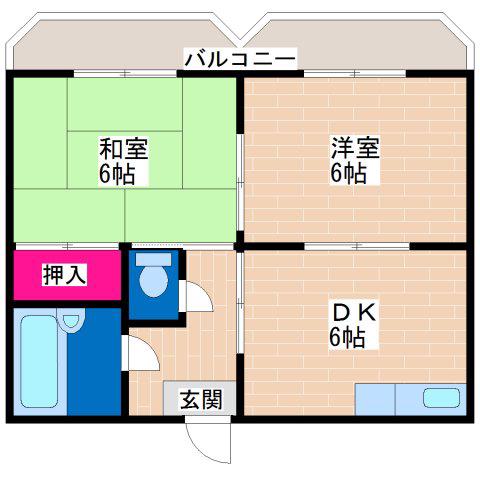 ツールシャトー光(2DK/5階)の間取り写真