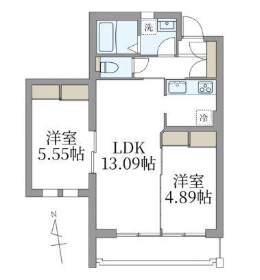 カンフローエンス・久地(2LDK/3階)の間取り写真