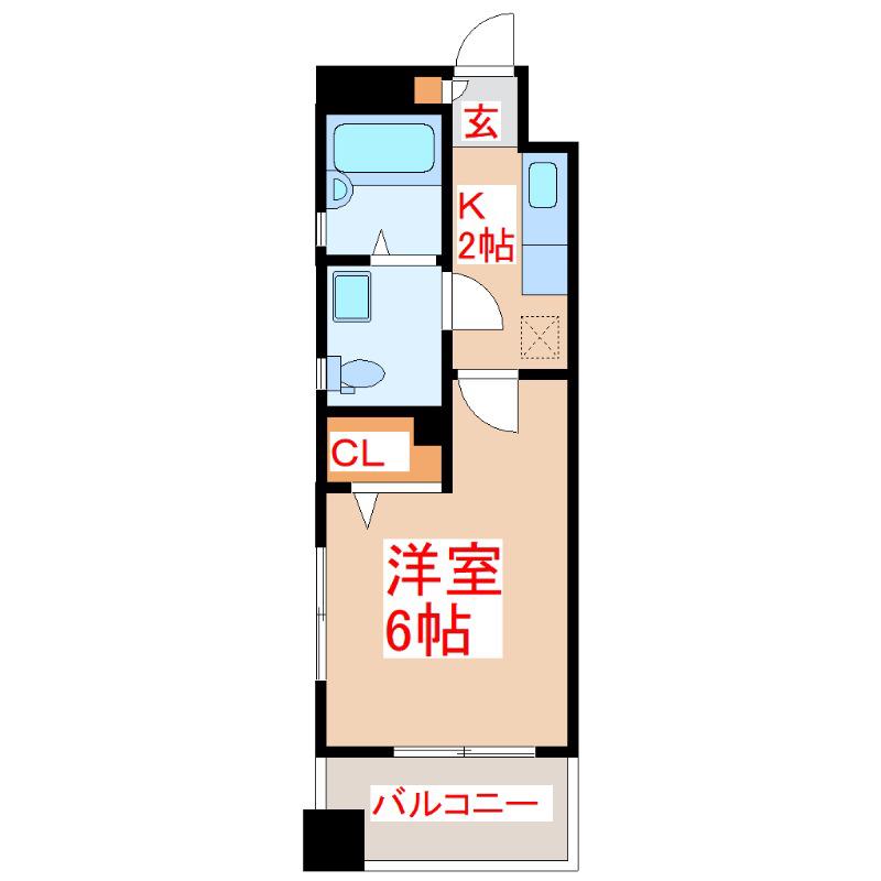 さくらヒルズ甲突町(1K/9階)の間取り写真