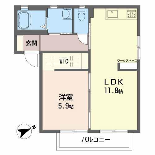 リヴィエールマルシェ(1LDK/1階)の間取り写真