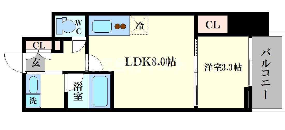 シーズンフラッツ阿波座(1LDK/5階)の間取り写真