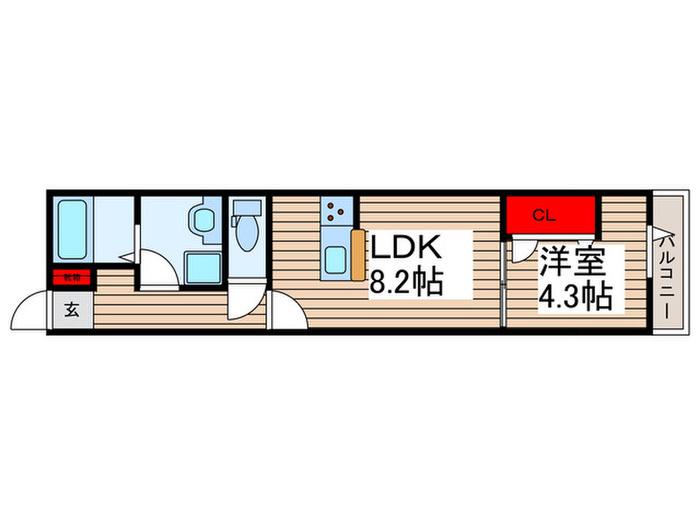 グラナーデ東伊興(1LDK/1階)の間取り写真
