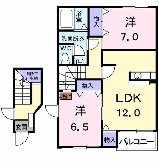 ラフォーレ(2LDK/2階)の間取り写真