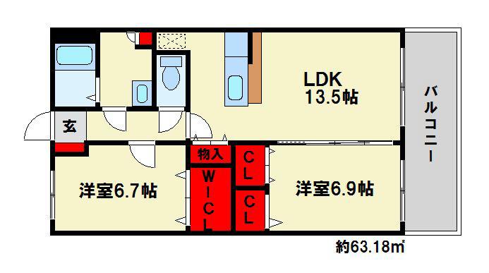 GOOD WOOD S(2LDK/1階)の間取り写真