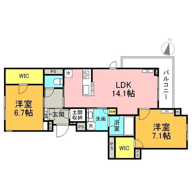 ラ リノ(2LDK/2階)の間取り写真