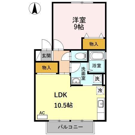 ハイカムール村田(1LDK/1階)の間取り写真