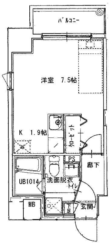 ベルガ南小倉(ワンルーム/5階)の間取り写真