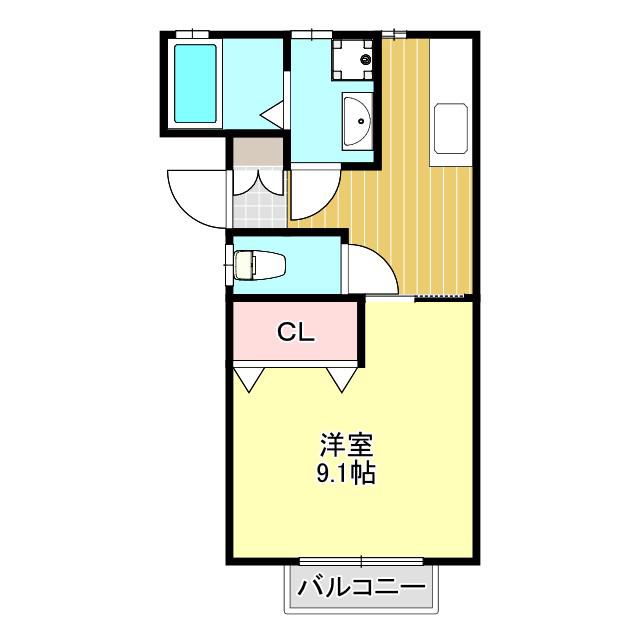 八代ガーデンハイツB(1K/1階)の間取り写真