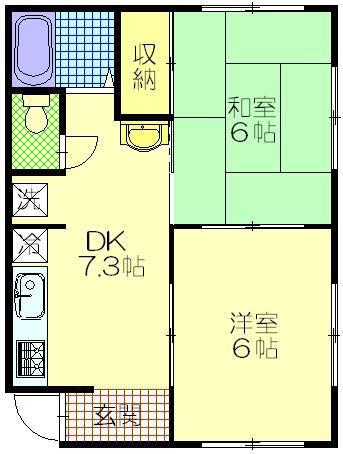アネストM(2DK/1階)の間取り写真
