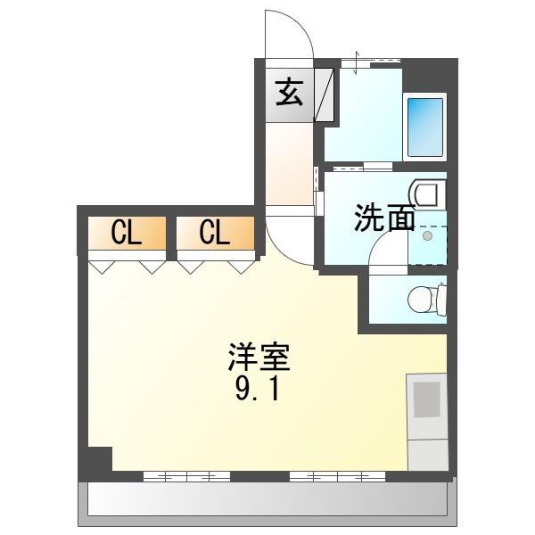 BLUE SKY ONE 新町8番館(ワンルーム/5階)の間取り写真