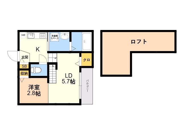 CIELO GARDEN 折立(ワンルーム/1階)の間取り写真