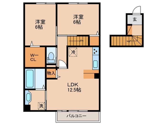 グランドュール(2LDK/2階)の間取り写真