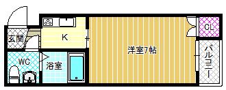 ラコート高見の里(1K/3階)の間取り写真
