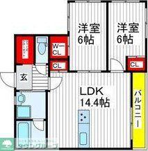 VIEW新小平(2LDK/1階)の間取り写真