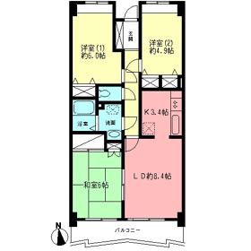 エクセル宮前平(3LDK/5階)の間取り写真