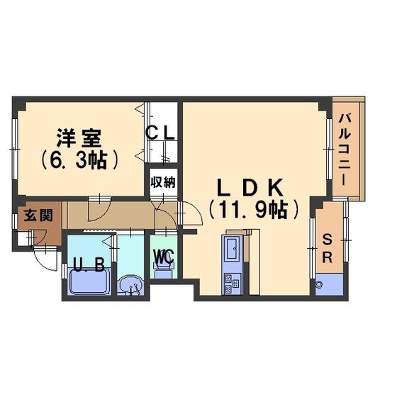 HILL TOP窪(1LDK/2階)の間取り写真