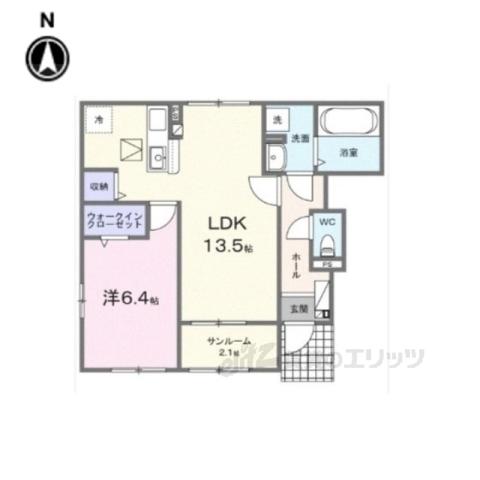 ソレイユ2(1LDK/1階)の間取り写真