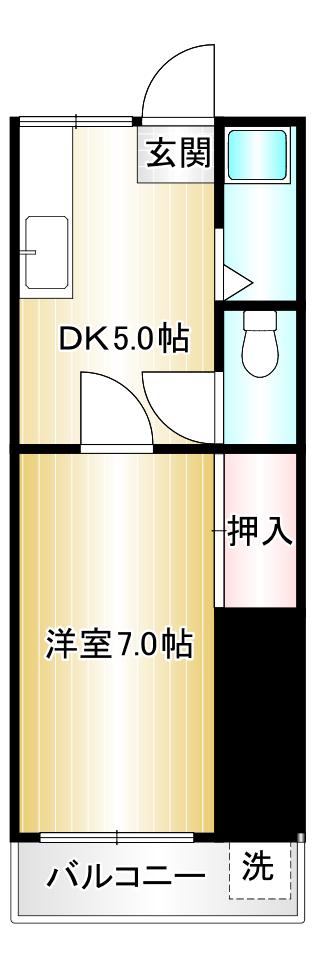 メゾンベルジュール(1DK/4階)の間取り写真
