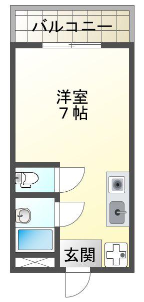 でゅお五色山(ワンルーム/1階)の間取り写真