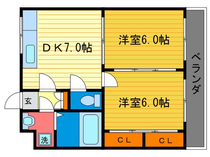 グランシャリオ(2DK/4階)の間取り写真