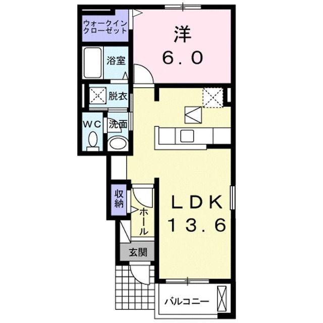 リューナ B(1LDK/1階)の間取り写真