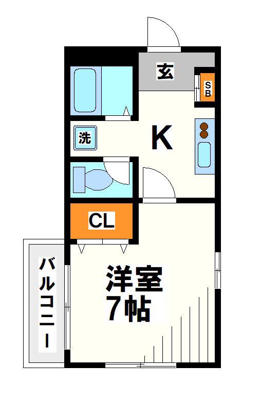 メゾン アンソレイユ(1K/1階)の間取り写真