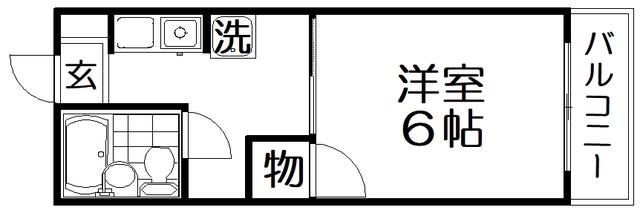 香里さくらハイツIII(1K/1階)の間取り写真