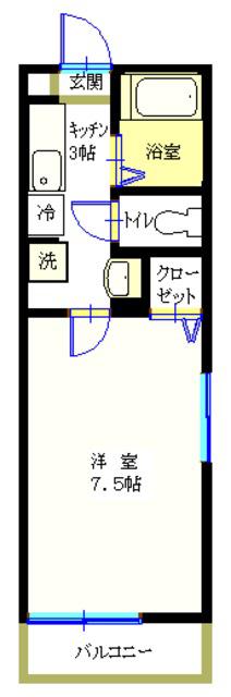 プランドール高円寺南(1K/3階)の間取り写真