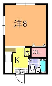 ホワイトコーポ(1K/2階)の間取り写真