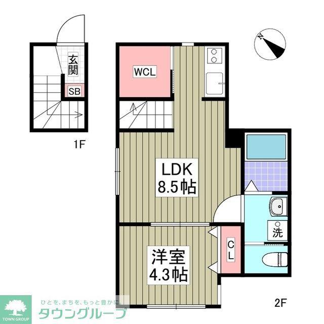 北区西が丘アパート(1K/2階)の間取り写真