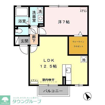 ローリエB(1LDK/2階)の間取り写真