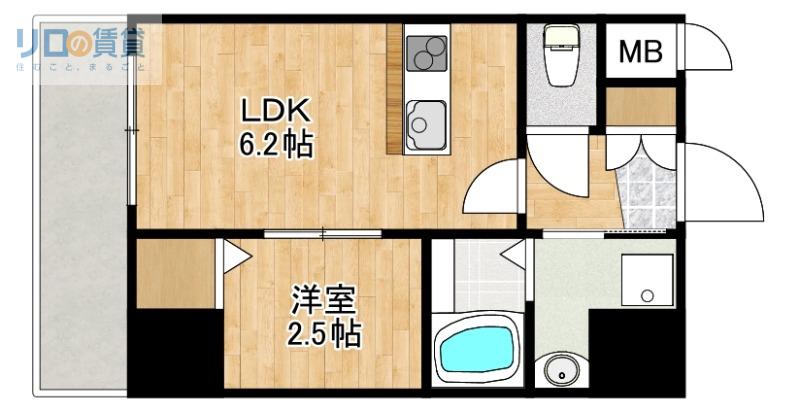ONLYONEキセラタウン(1LDK/7階)の間取り写真