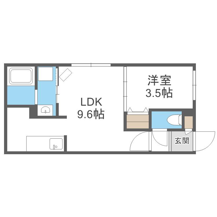 HARNESS北1条(1LDK/4階)の間取り写真