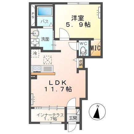 インフィールド C(1LDK/1階)の間取り写真