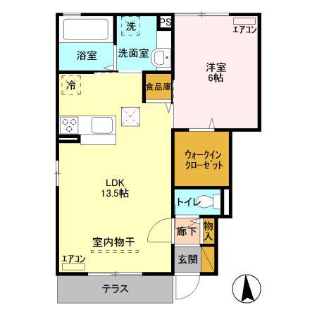 ヒルサイド テラス C(1LDK/1階)の間取り写真