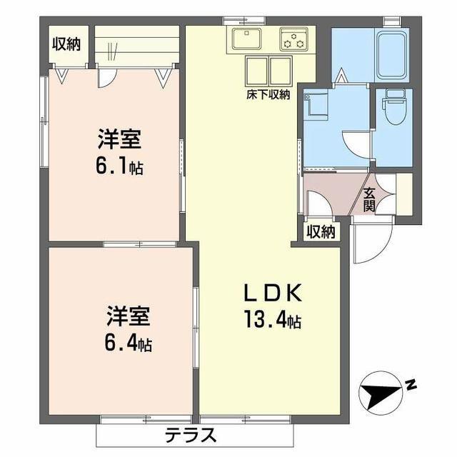 シャルマン メゾンA棟(2LDK/1階)の間取り写真