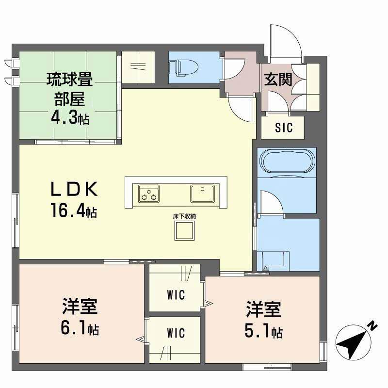 LUCE帯山西(3LDK/1階)の間取り写真