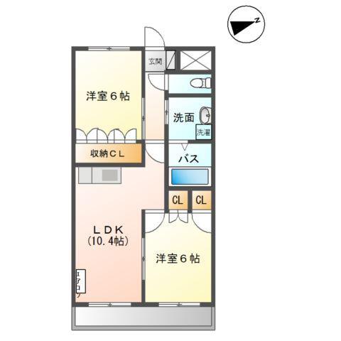 プライマリッツ(2LDK/2階)の間取り写真