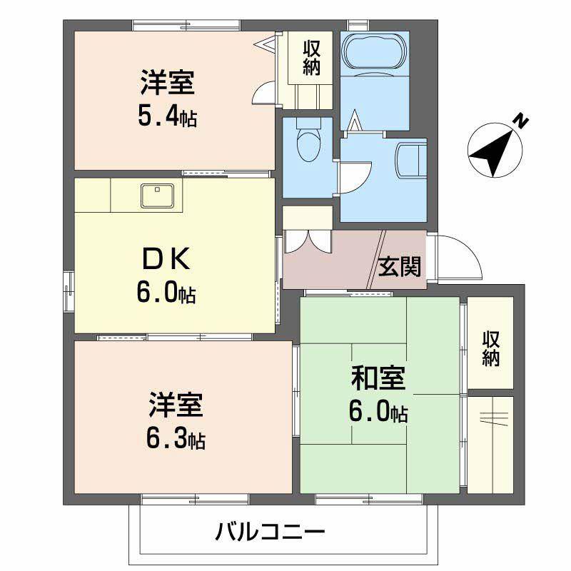 シャーメゾン大福A(3DK/2階)の間取り写真