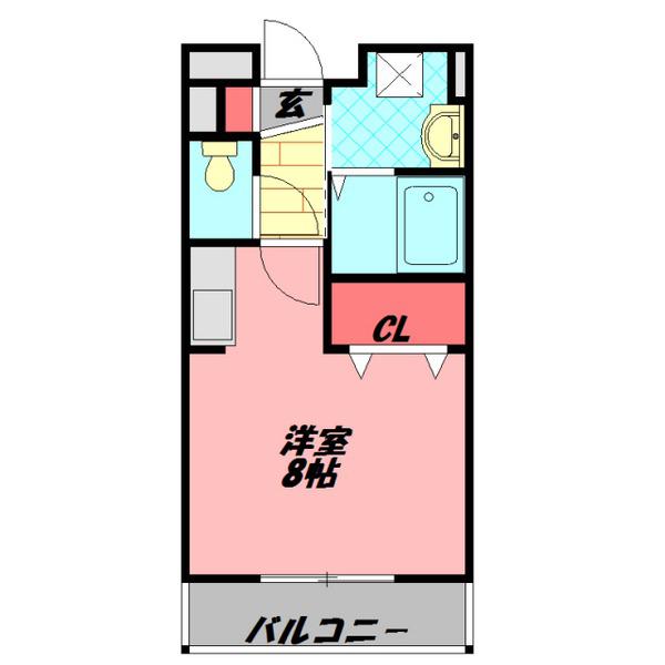 シャペロンヒナタ(ワンルーム/2階)の間取り写真