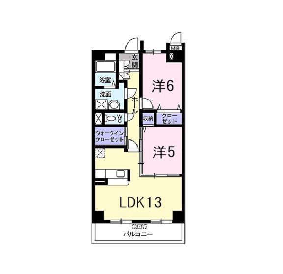 ロイヤルメドウ(2LDK/3階)の間取り写真