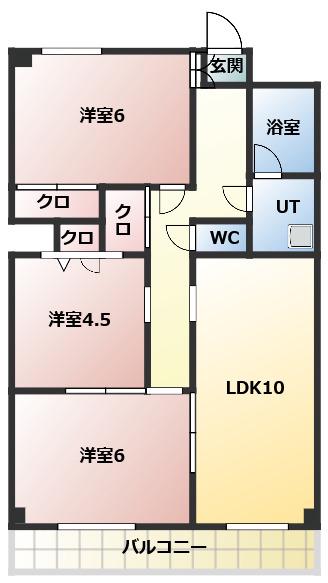 ハイツソレアード(3LDK/4階)の間取り写真