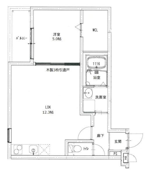 フジパレス桜井 1F(1LDK/1階)の間取り写真