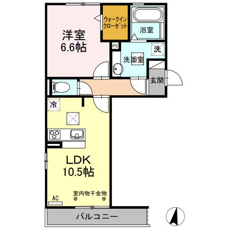 ウエスト サイド レジデンス(1LDK/1階)の間取り写真