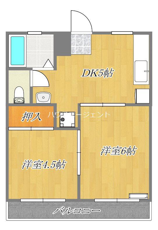 丸清ビル(2DK/4階)の間取り写真